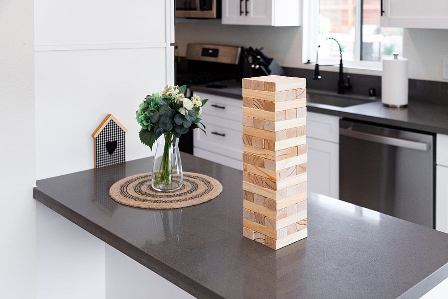 Kitchen island workspace for meals or remote work