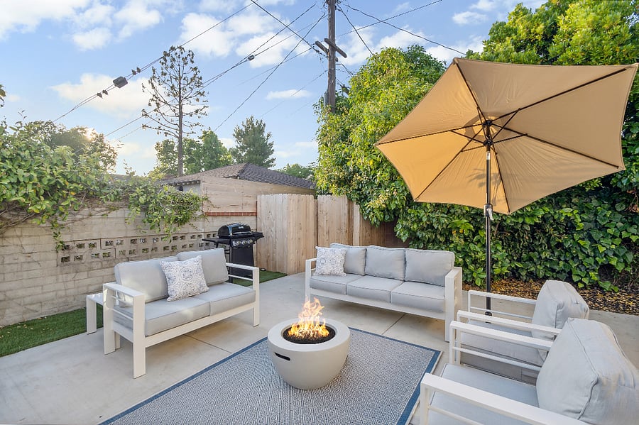 Furnished outdoor seating perfect for relocation living