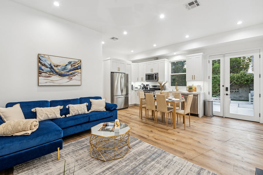 Open living and dining layout ideal for 30+ day stays