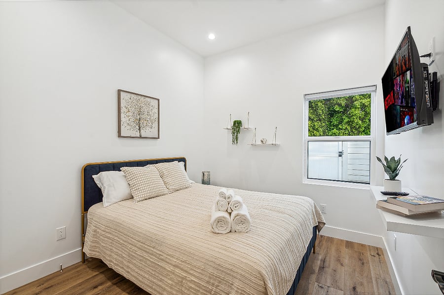 Furnished bedroom with linens included for extended stay