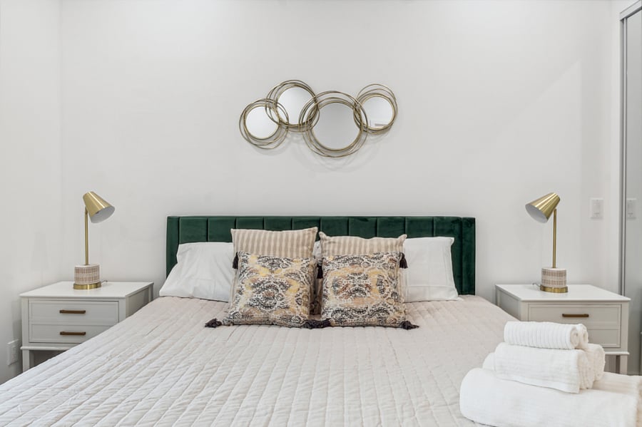 Turnkey bedroom setup with linens included