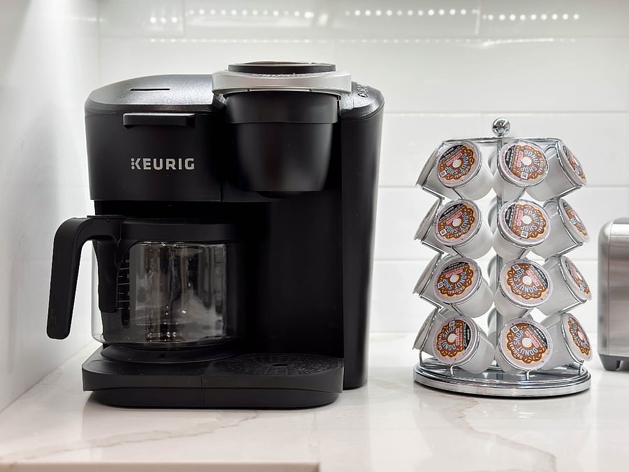 Coffee maker and kitchen essentials included for long stays