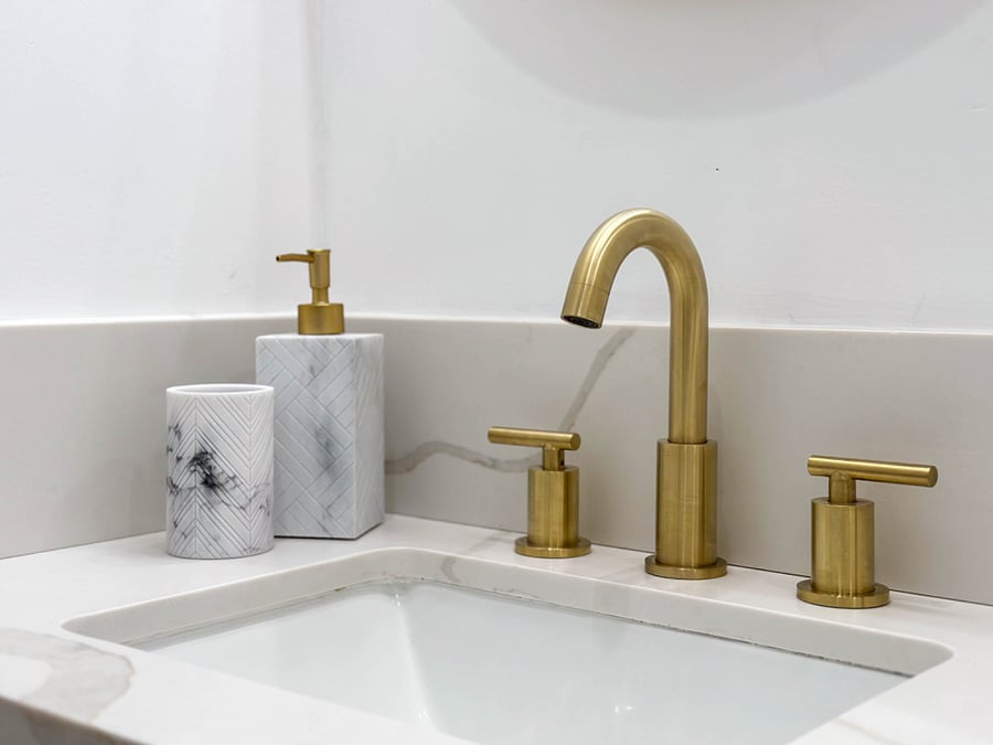 Hotel-style bathroom setup for relocation housing