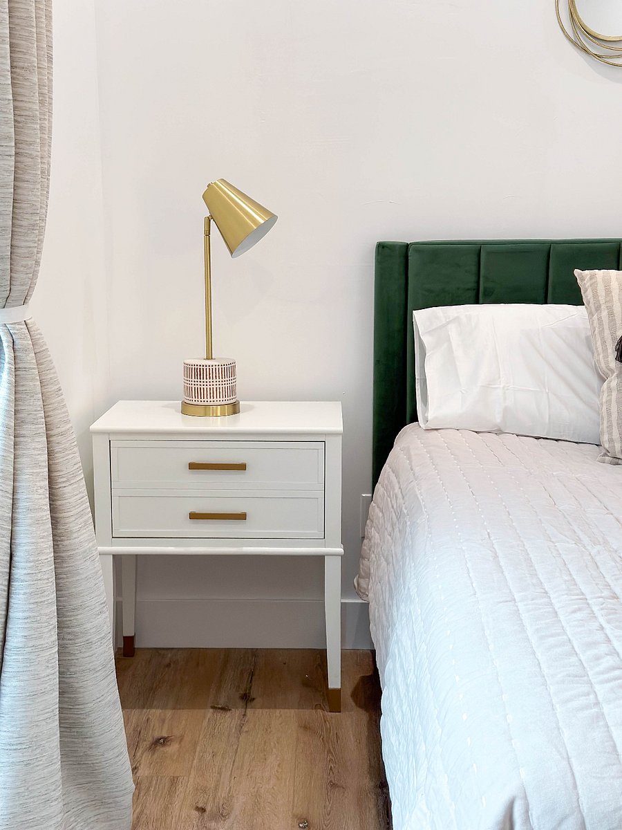 Quiet bedroom with quality linens for extended living