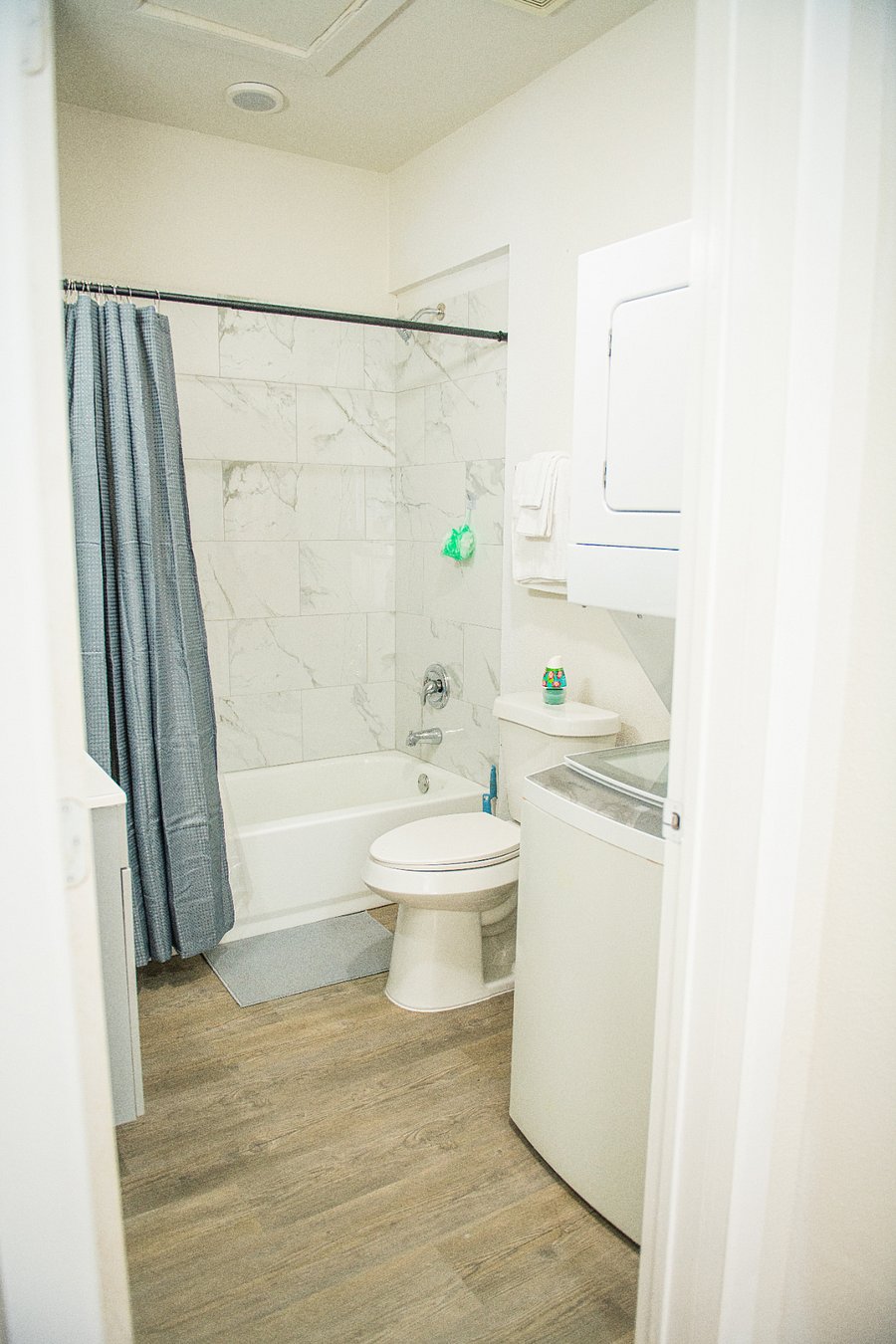 Bathroom with washer and dryer