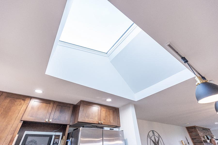 Large sunny, kitchen skylight