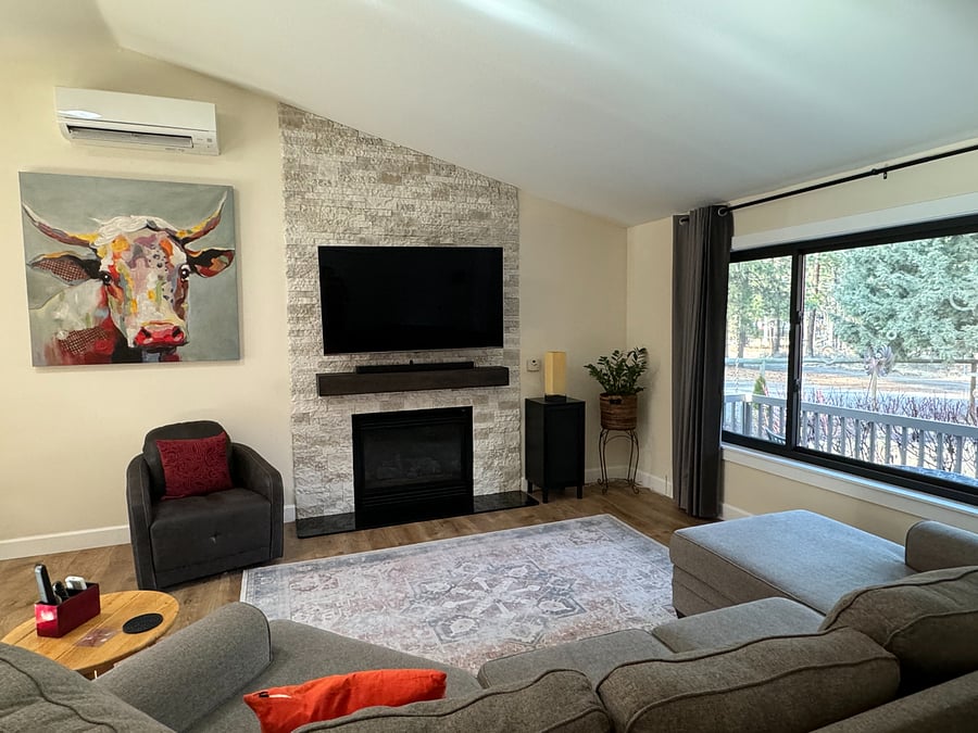 great room with large smart HD TV and Roku