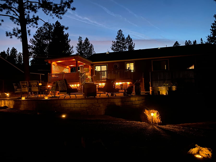 View of the house from the fire pit