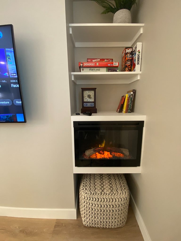 A cozy electric fireplace