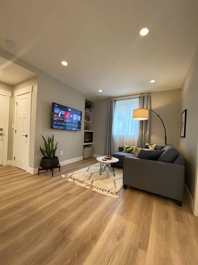 Relaxing living room with smart TV