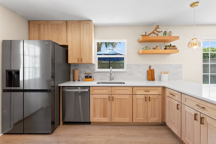 Feel at home in this fully equipped kitchen with updated appliances, natural wood tones, and high-quality touchesincluding a Ninja blender. Thoughtfully designed for longer stays, healthy meals, and peaceful recovery in a refined, calming space.