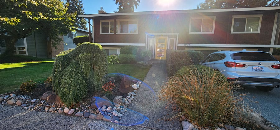 Front of the house with private entrance around the back.
