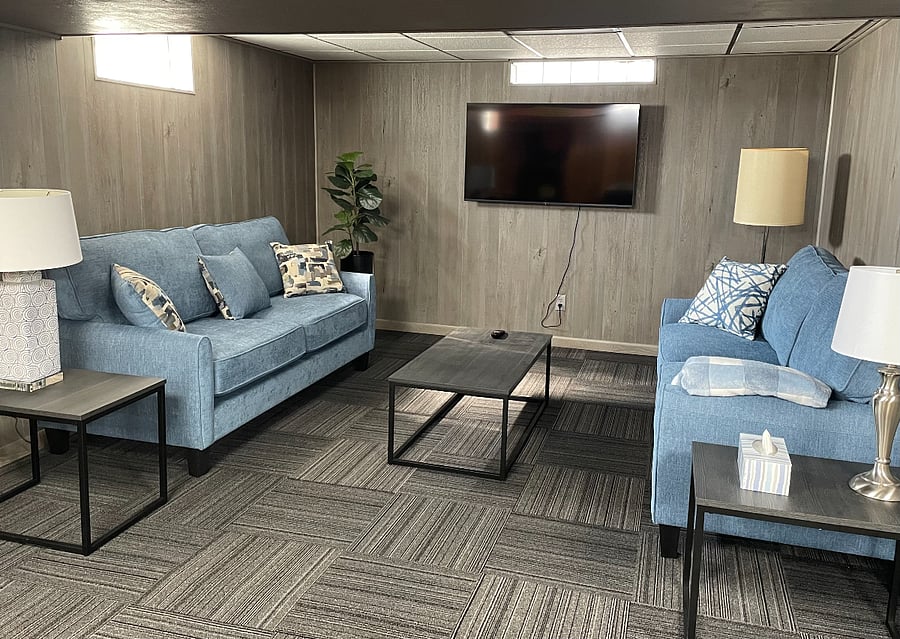 living room on lower level