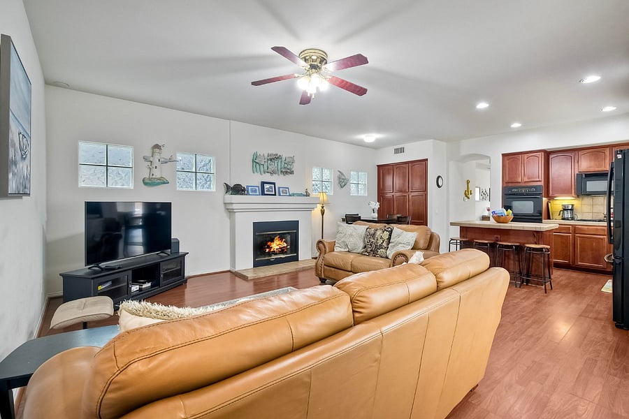 Family-friendly layout: kitchen meets living area