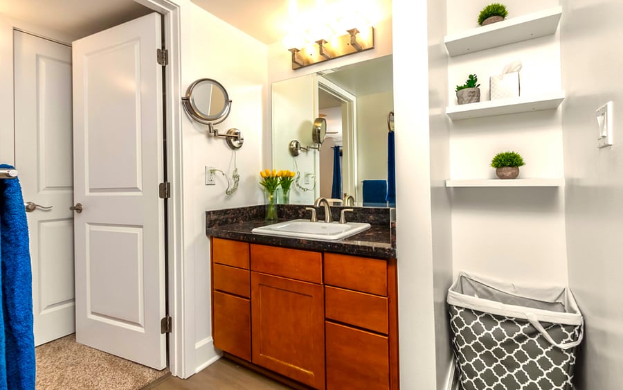Full Bathroom with Vanity Sink, Granite Counters