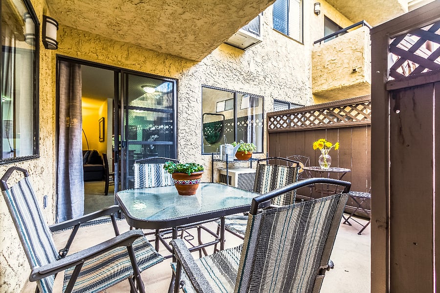 Outdoor Patio with BBQ Grill and Bistro Table