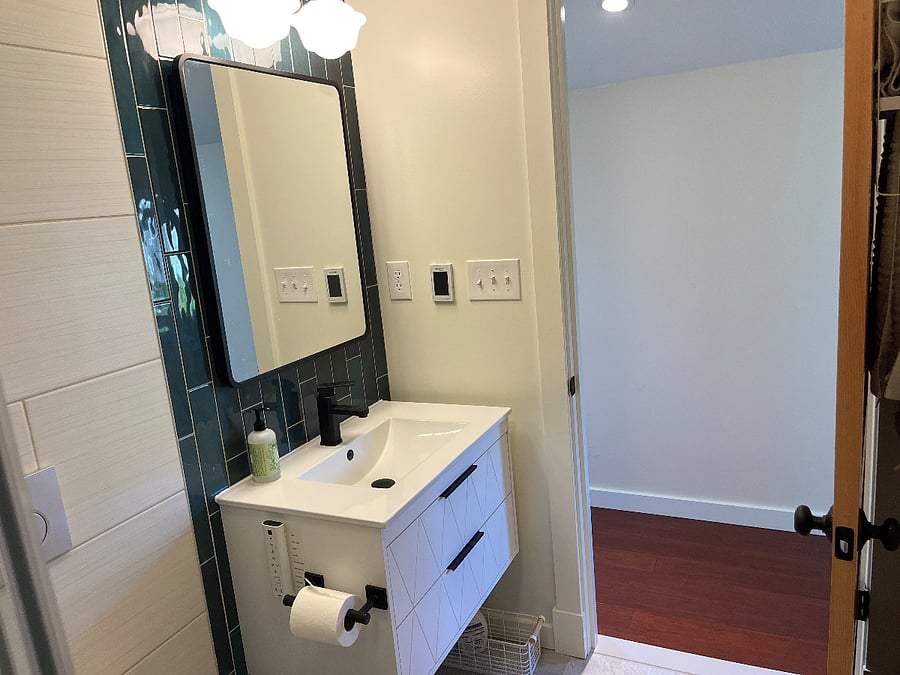 Vanity and mirrored medicine cabinet