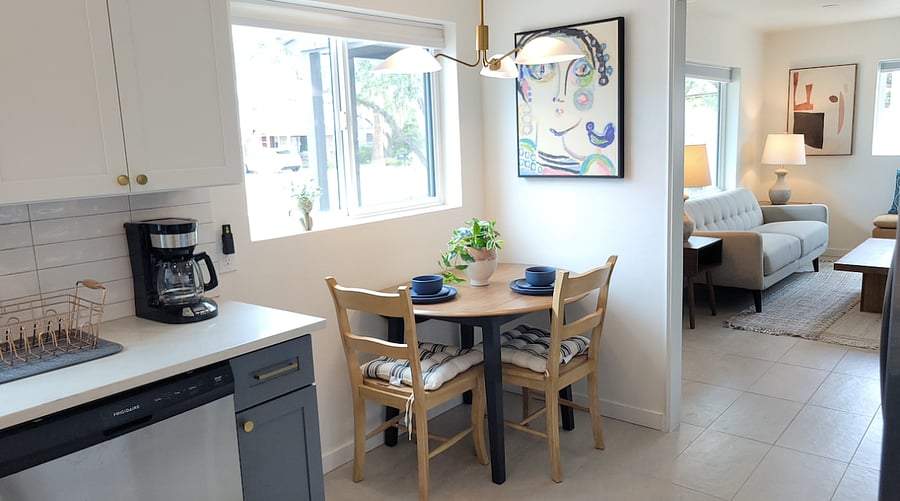 Eating nook in kitchen.