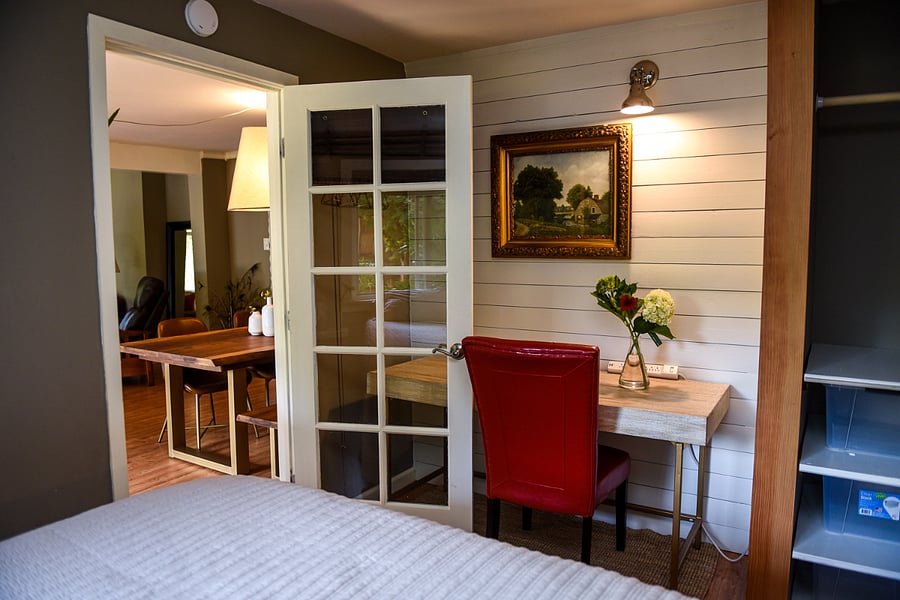 Front bedroom has a desk area with a printer.