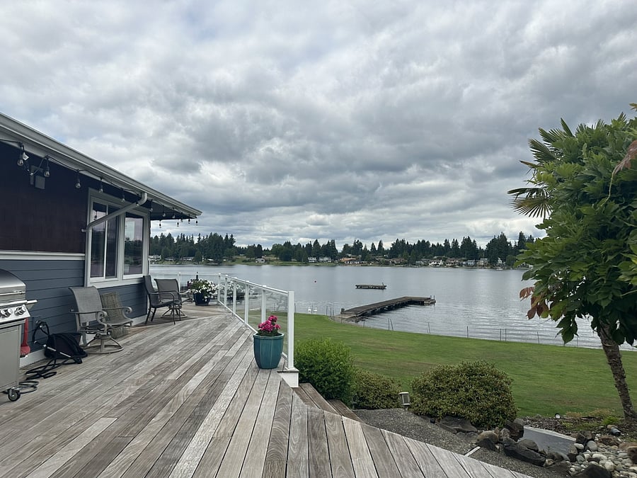 This side deck is accessed from the family room and has a wonderful view of the lake.