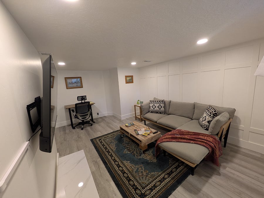 Living room and workspace