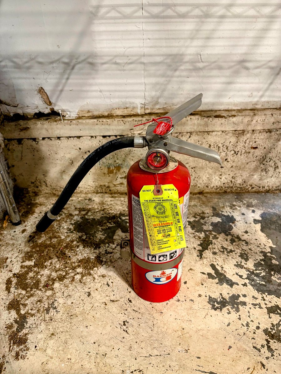 Fire extinguisher in the garage