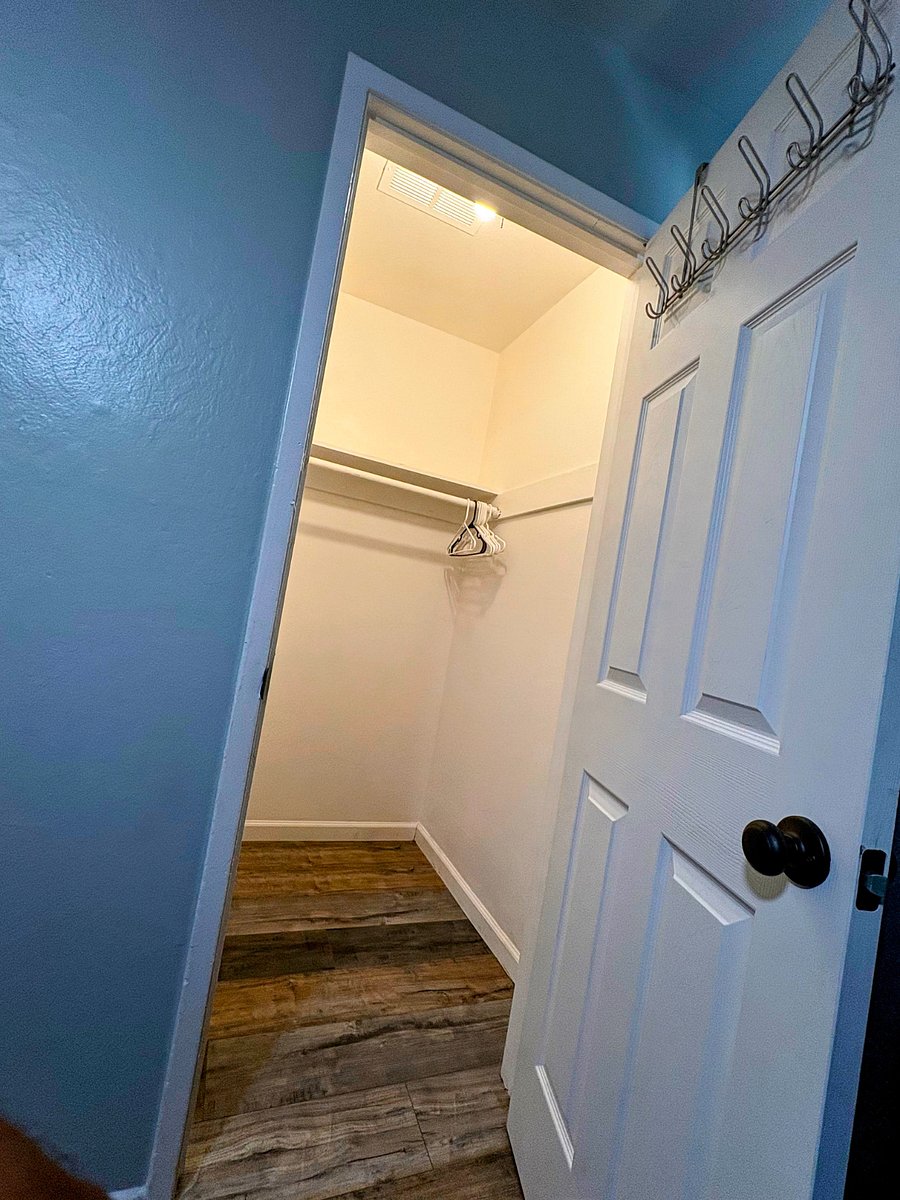 Mini closet with hangers