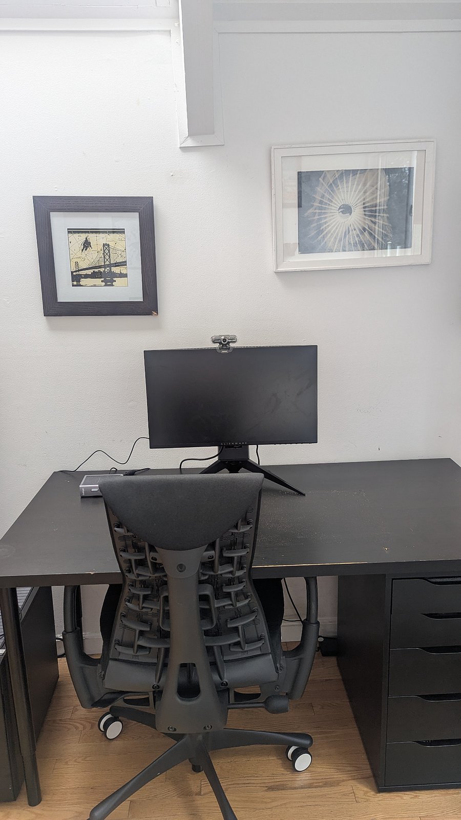 Private desk with monitor