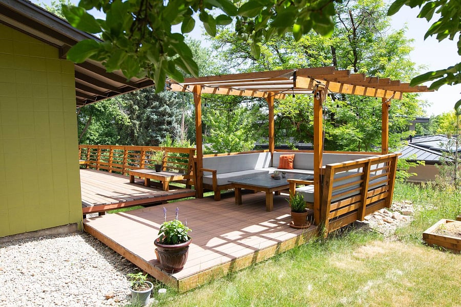 Outdoor Seating Area with Covered Pergola