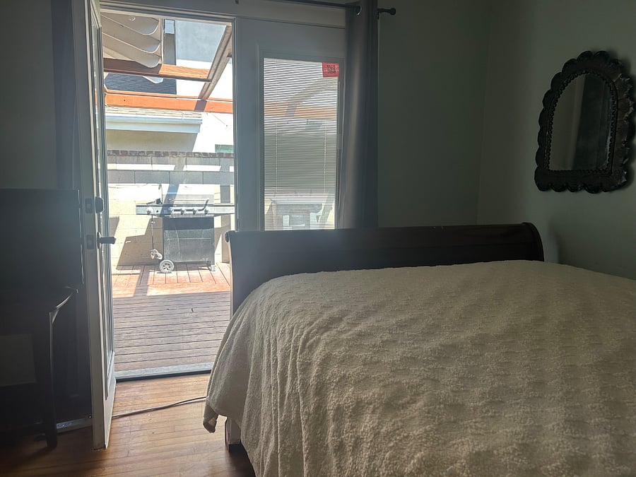 Doors lead to the patio