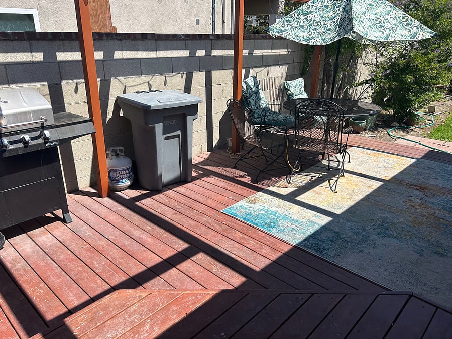 Patio and grass area