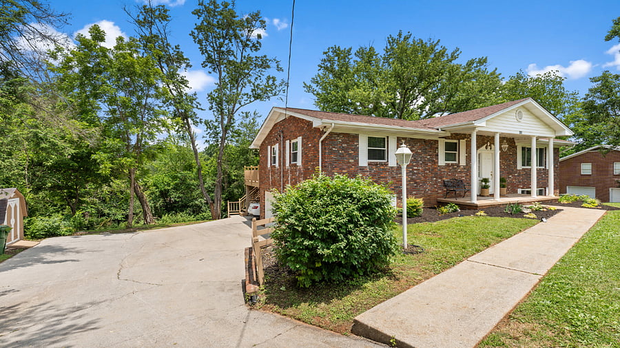 Large driveway and double garage