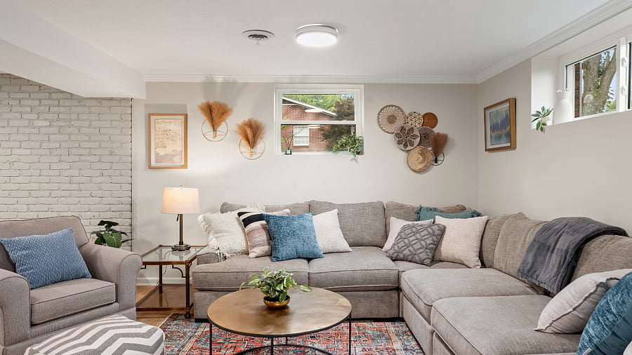 Downstairs Living Room with large couch