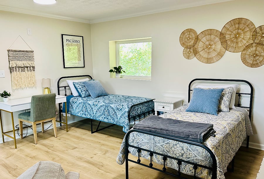 Downstairs flex space - can be used for workspace or beds - can easily update!