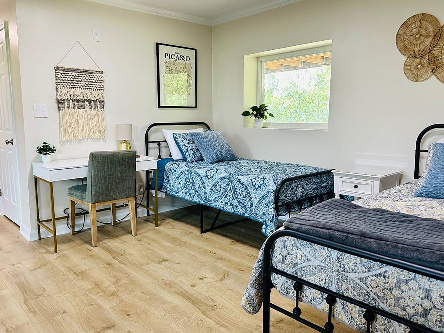 Downstairs flex space - can be used for workspace or beds - can easily update!