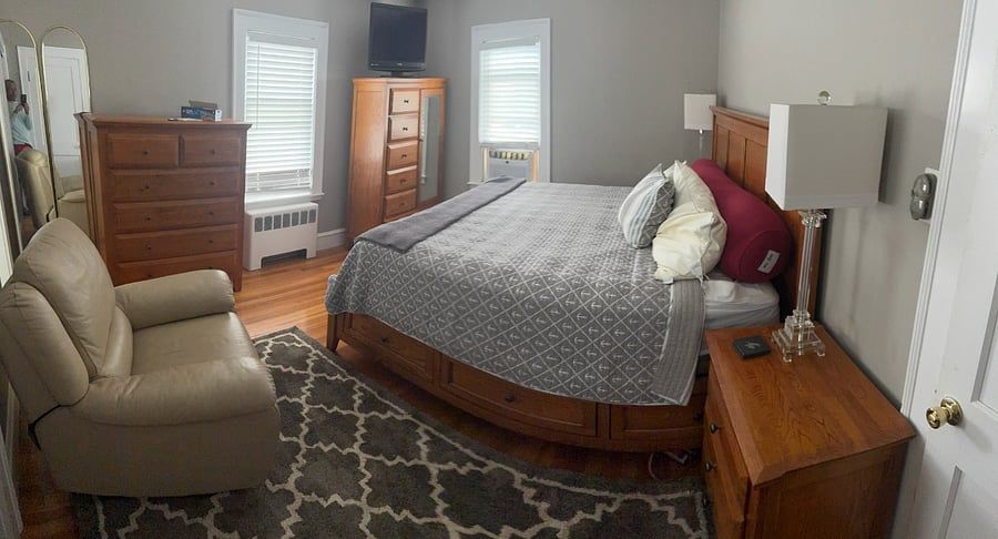 Master bedroom with bathroom