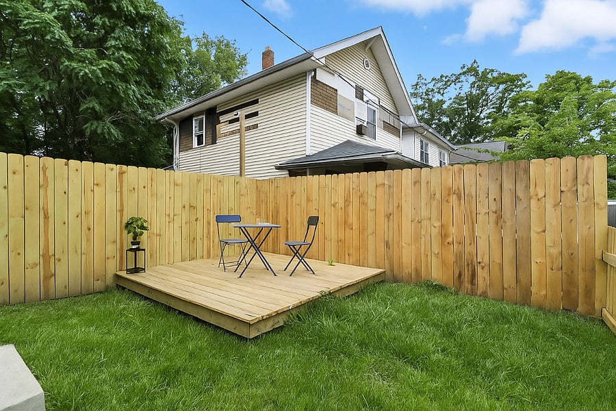 Outdoor decking.
Also check 3D link in description of space.