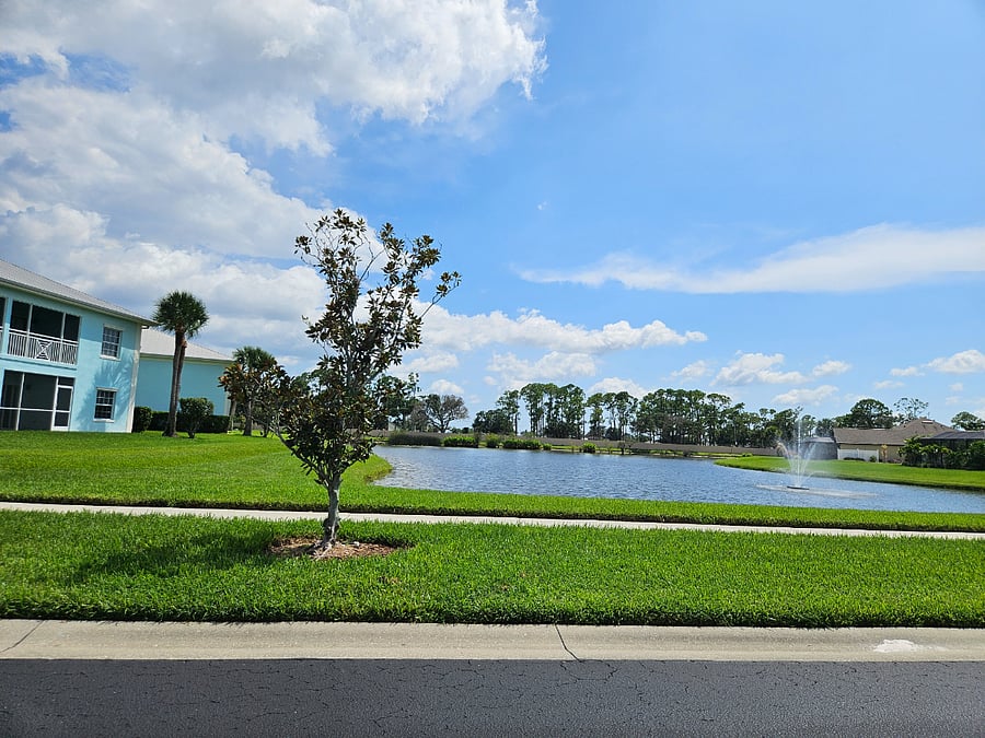 View to the unit from the pond