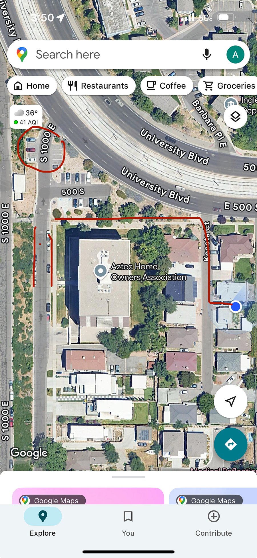 Attached is the parking map indicating the designated areas where you may park.