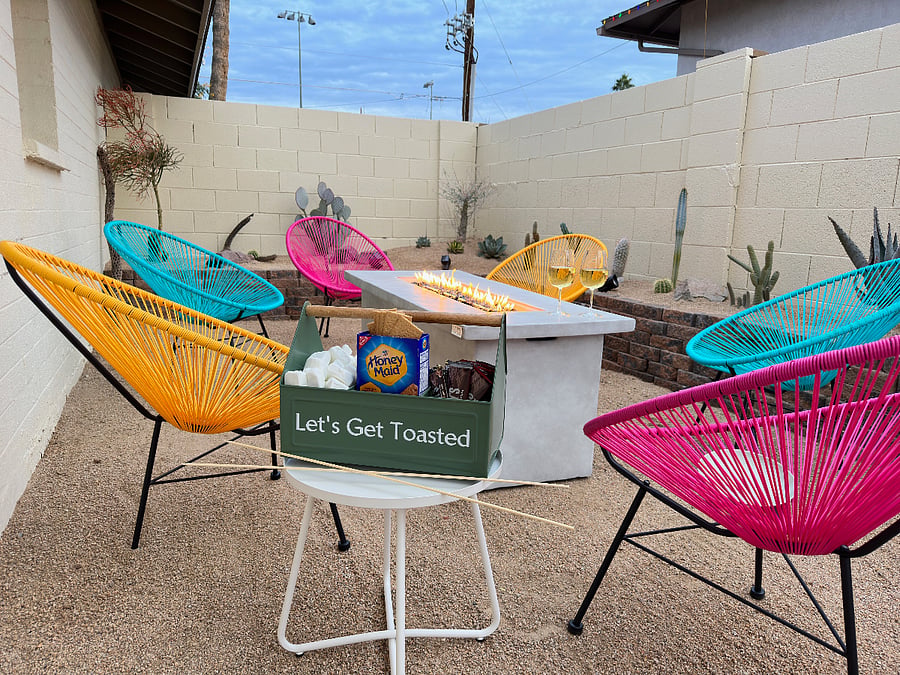 Side yard cactus garden/fire pit