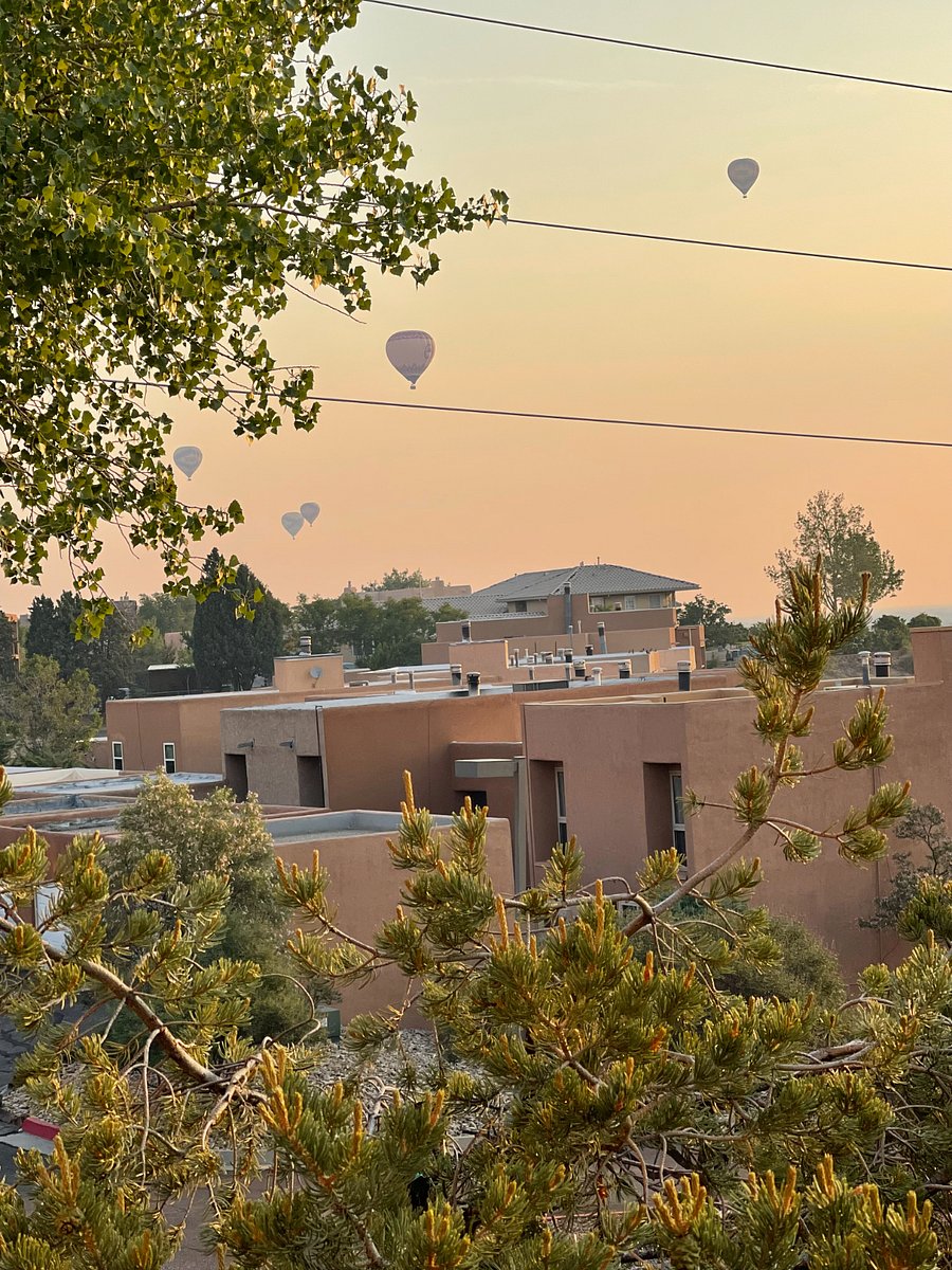 View from balcony. Balloon Fiesta Oct 4-12. You will get to see beautiful hot air balloons right from the balcony every morning through out the fall and winter.