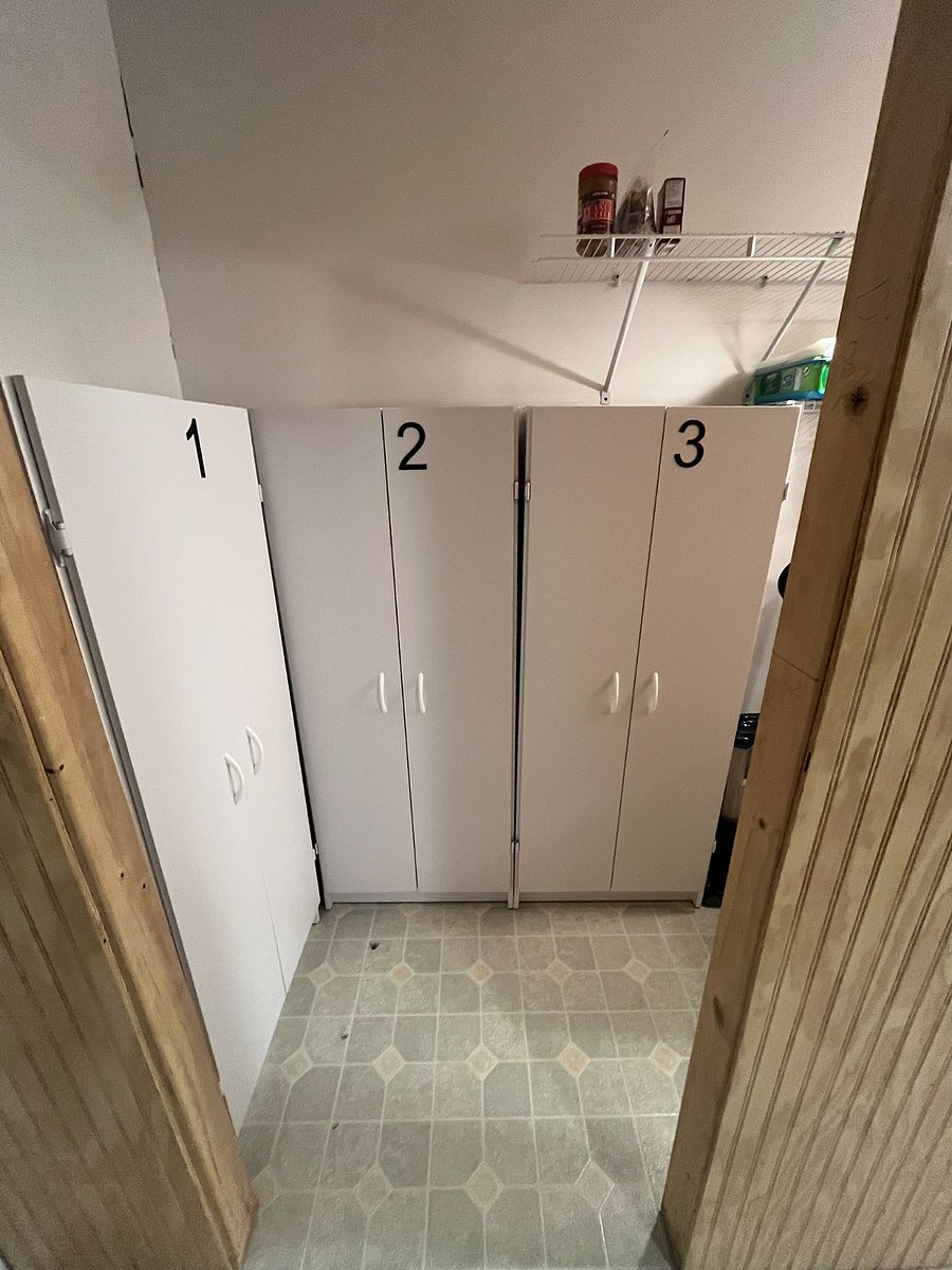personal locked pantries (locks not pictured, but they are combonation locks)