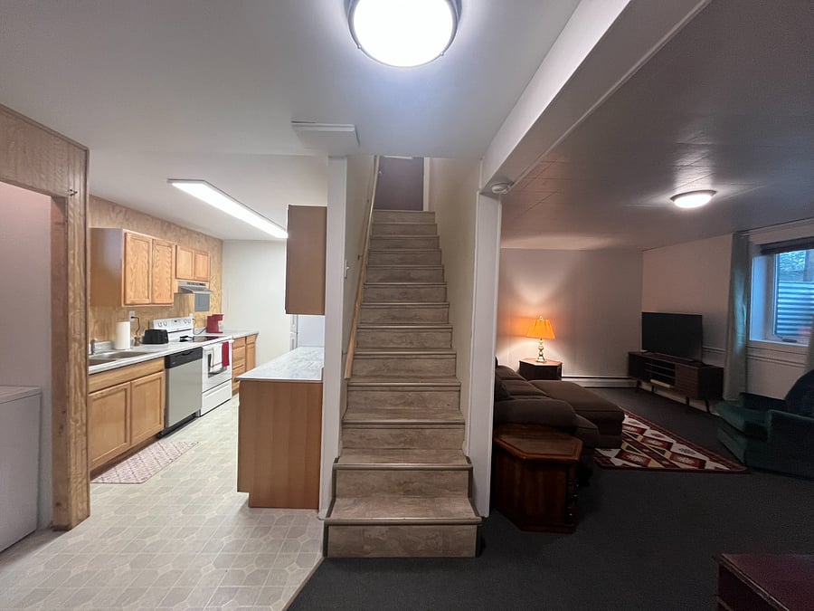 Stairs leading out of the unit