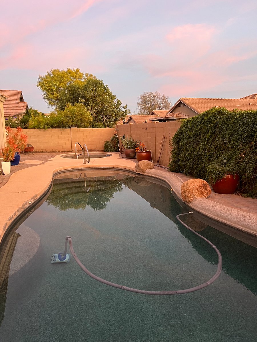 Pebble Tec pool with lily pad and water feature