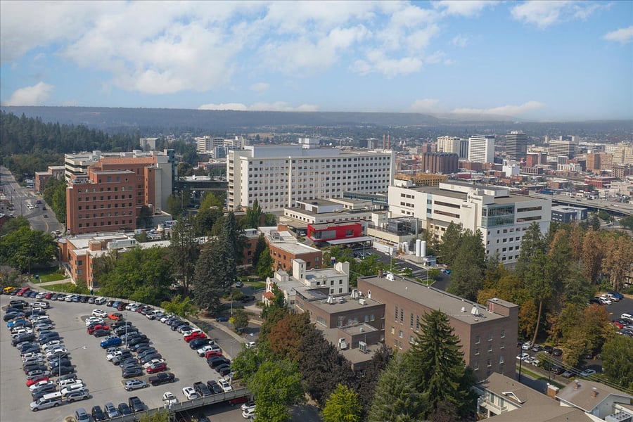 Drone coverage showing how close Sacred Heart Hospital is.