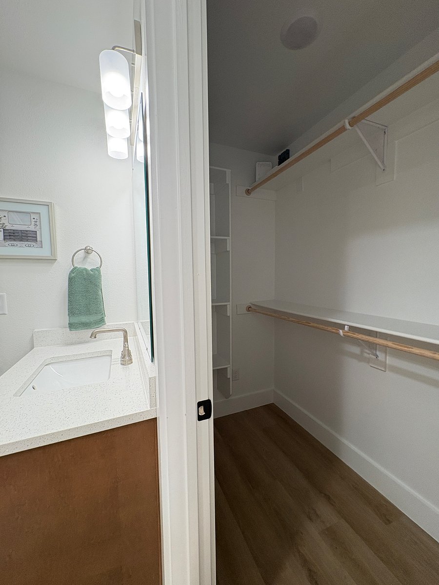 His and her closets in master bath