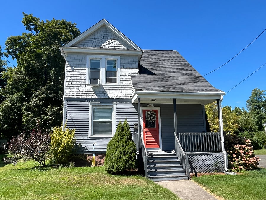 Front of House with Common Entrance (Red Door)