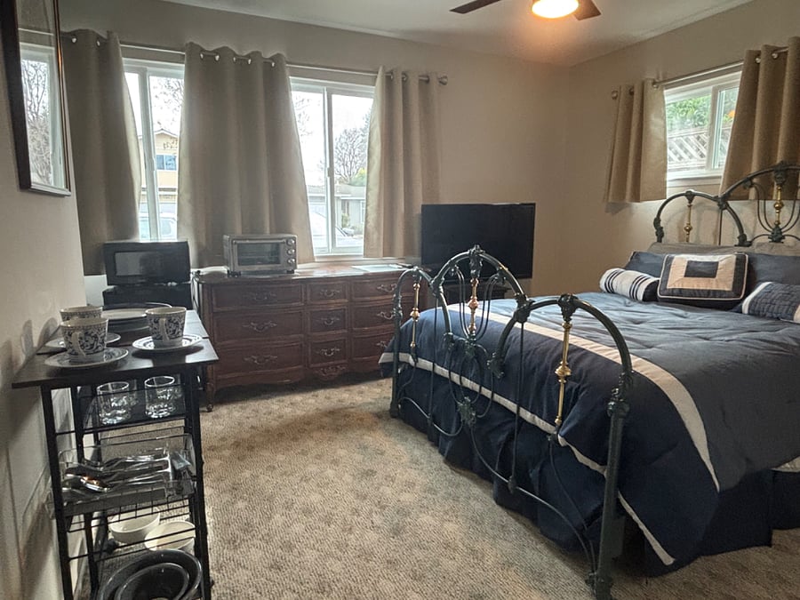 Toaster oven, microwave and mini refrigerator