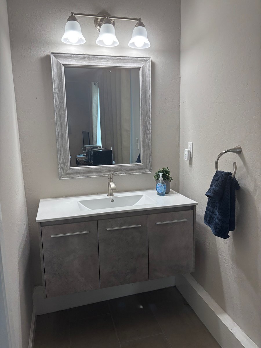 Bath vanity, sink and mirror