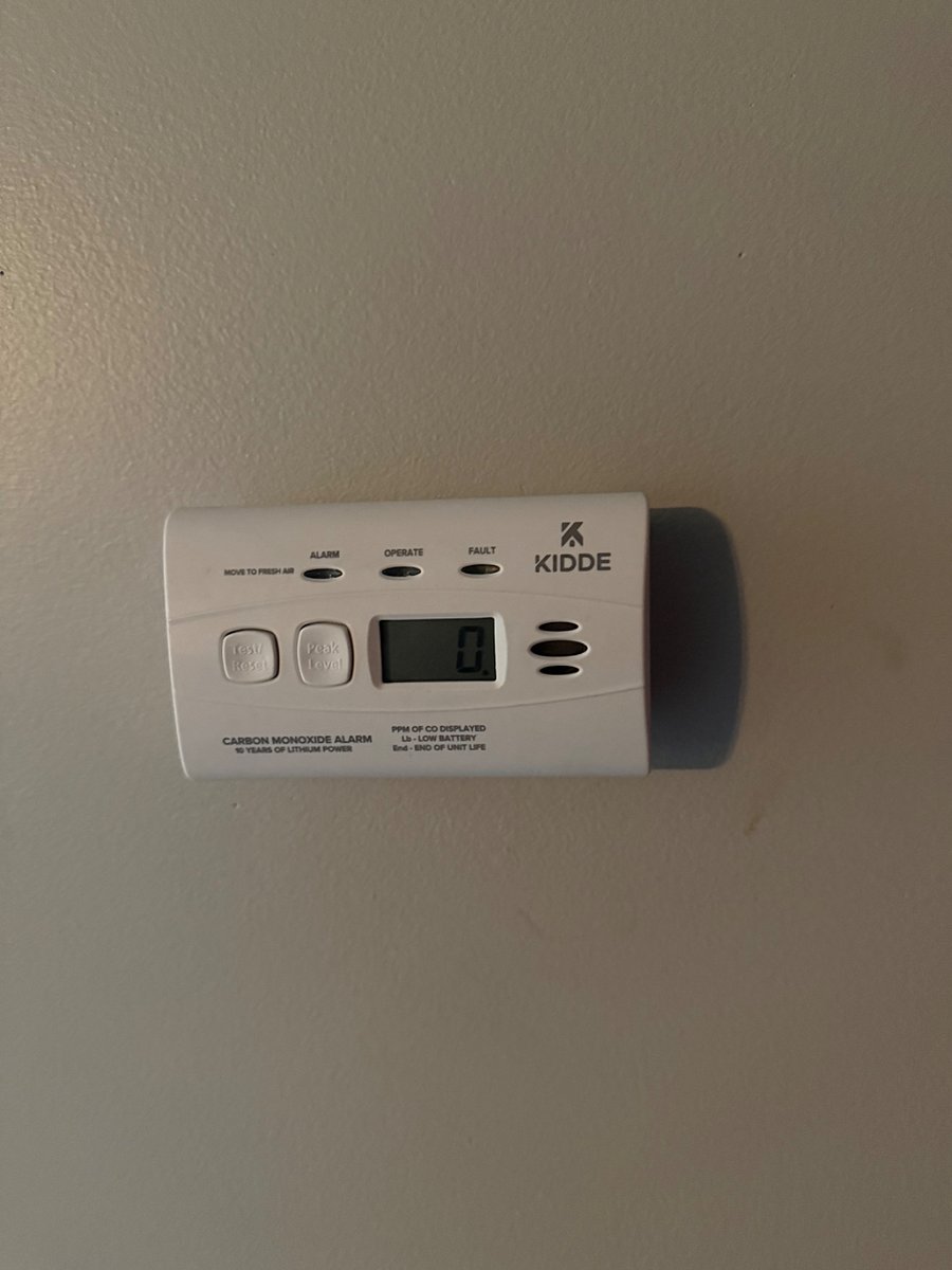 Newly installed carbon monoxide detector